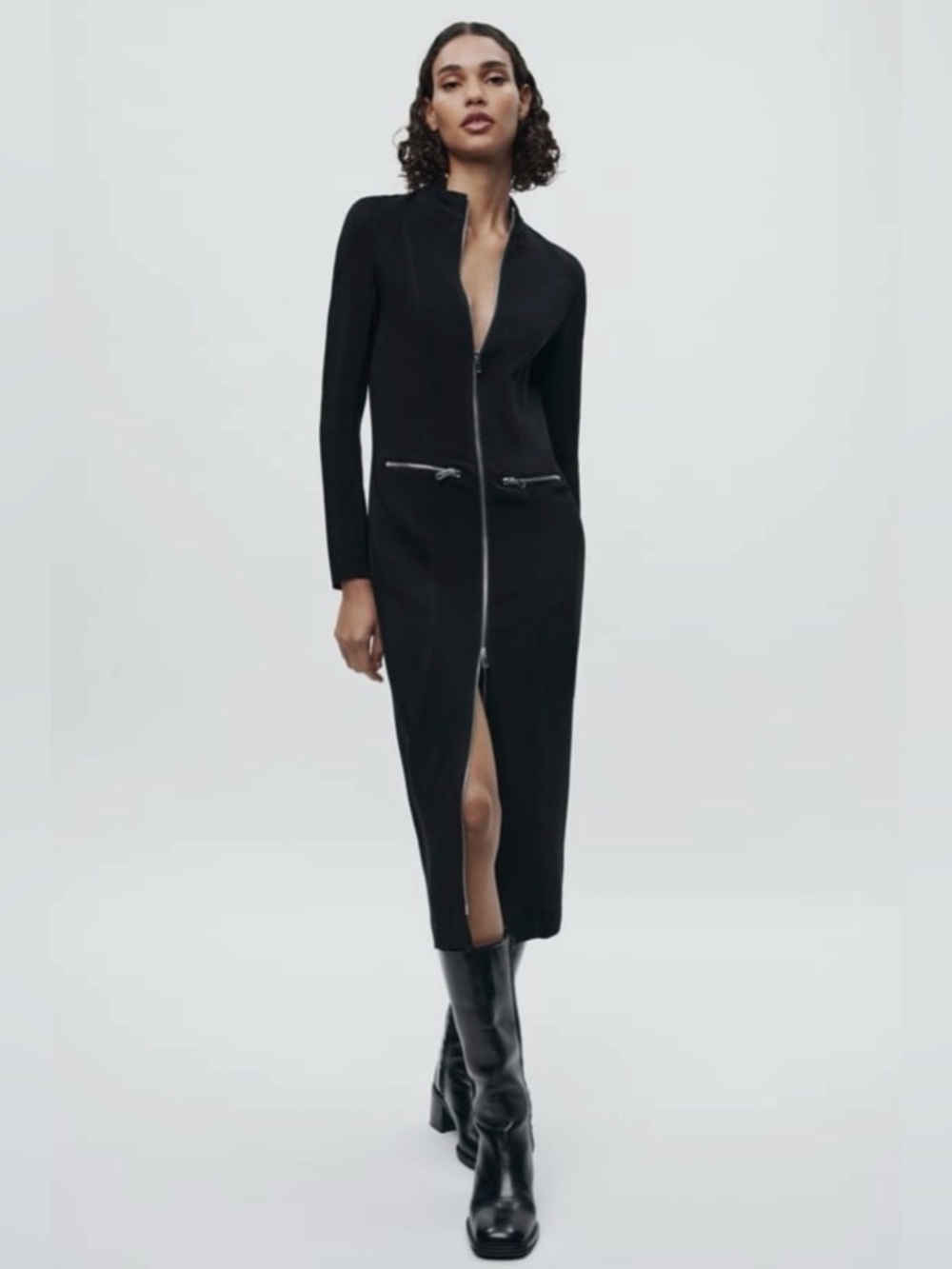 ZARA Zipper Midi Dress ZW Collection